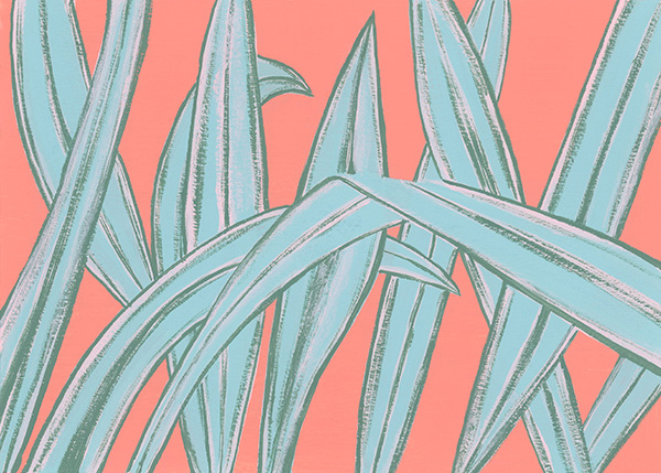 Gouache Illustration with Tropical Leaves